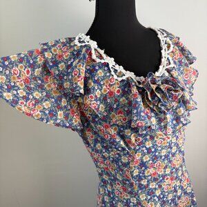 Gunne Sax Jessica McClintock Vintage Ditsy Floral Mini Dress Sz 9/10